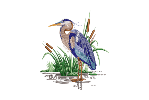 Blue Heron Embroidery Design Review for Apparel